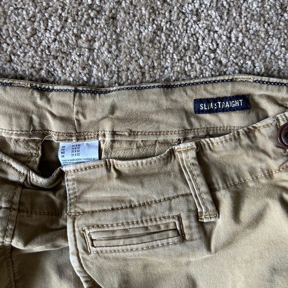 American Eagle Mens 31Wx32L Slim Straight Tan Khaki Pants - Picture 9 of 9